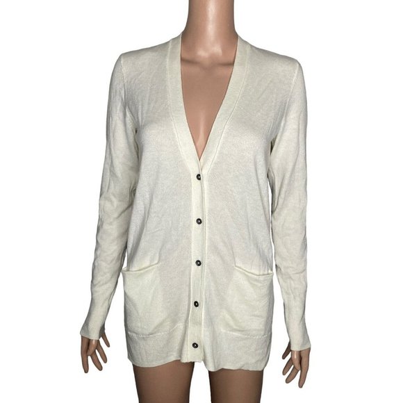Gap Cardigan Sweater Womens XS Merino Wool Ivory Vneck - Picture 9 of 9